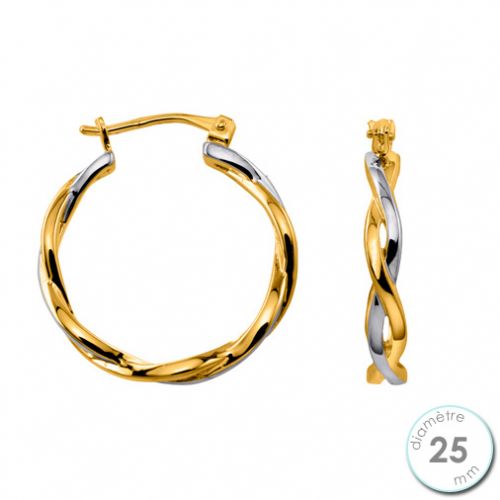 Boucles d'oreilles créoles Plaqué Or torsadées