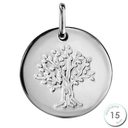 Pendentif en Argent galet arbre de vie épais UB Bijoux