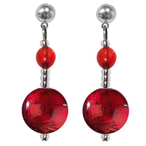 Boucles d'oreilles acier et perles en verre de Murano