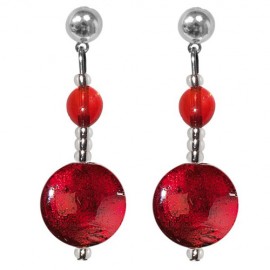 Boucles d'oreilles acier et perles en verre de Murano