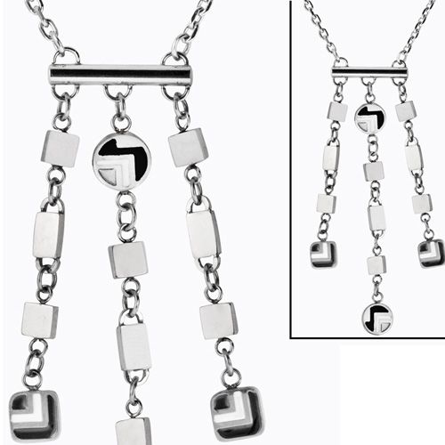 Collier Acier avec laque noir et blanche