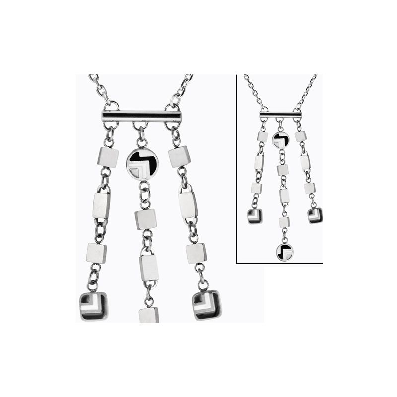 Collier Acier avec laque noir et blanche