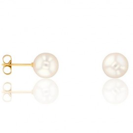 Boucles d'oreilles Or jaune et perle diamètre 5.5/6mm