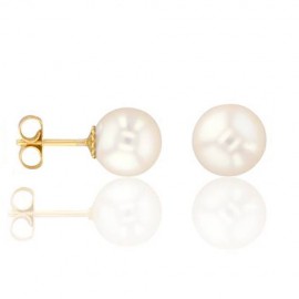 Boucles d'oreilles Or jaune et perle diamètre 7/7.5mm