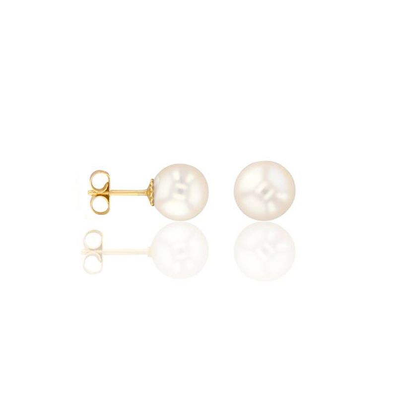 Boucles d'oreilles Or jaune et perle diamètre 7/7.5mm