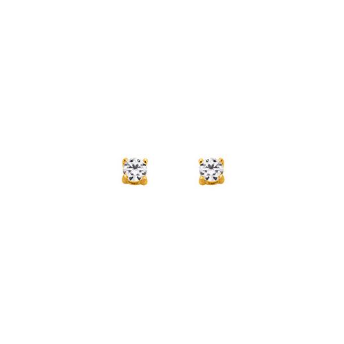 Boucles d'oreilles Plaqué Or et oxyde de zirconium diamètre 3 mm