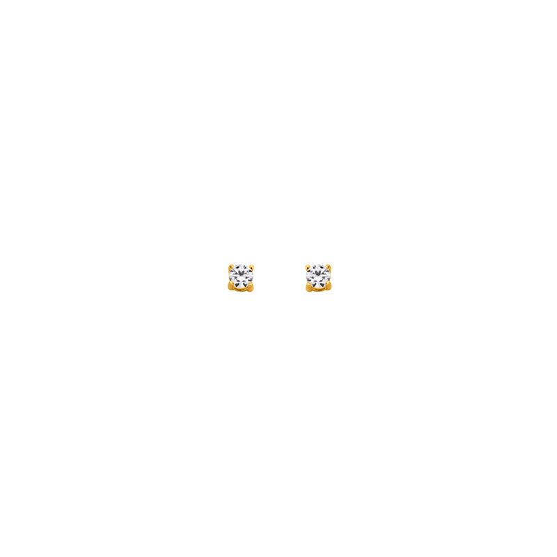 Boucles d'oreilles Plaqué Or et oxyde de zirconium diamètre 3 mm