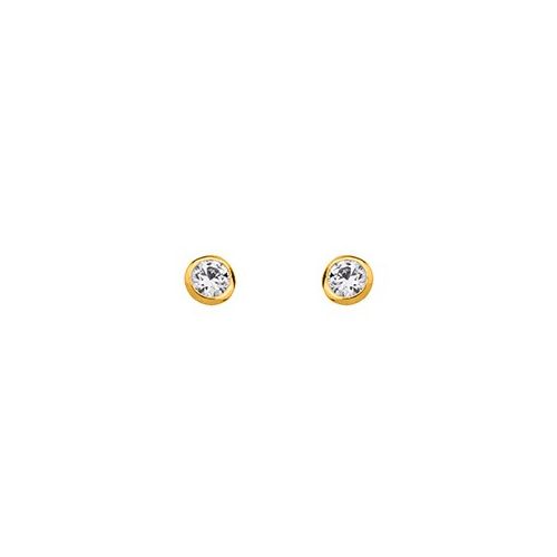 Boucles d'oreilles Plaqué Or et oxyde de zirconium diamètre 3 mm