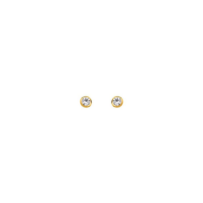 Boucles d'oreilles Plaqué Or et oxyde de zirconium diamètre 3 mm