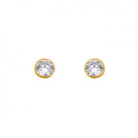 Boucles d'oreilles Plaqué Or et oxyde de zirconium diamètre 4 mm