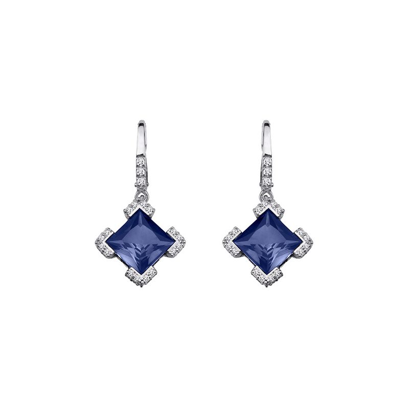 Boucles d'oreilles Argent, pierres bleues et oxyde de zirconium
