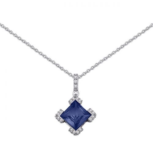 Collier Argent, pierres bleues et oxyde de zirconium