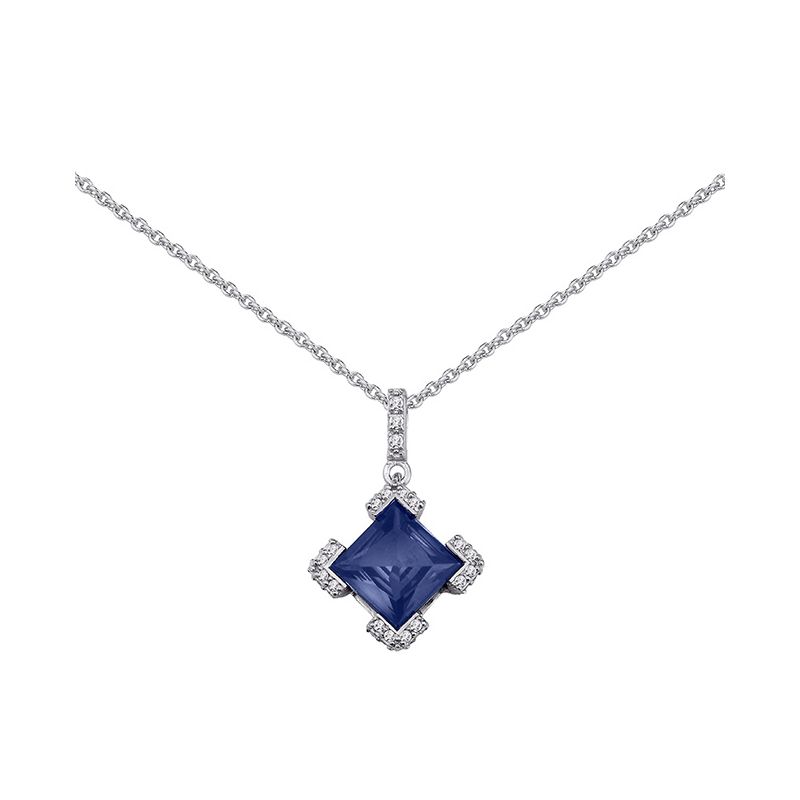 Collier Argent, pierres bleues et oxyde de zirconium