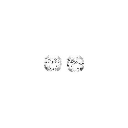 Boucles d'oreilles Or blanc et oxyde de zirconium diamètre 4 mm