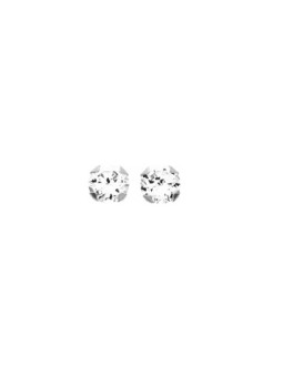 Boucles d'oreilles Or blanc et oxyde de zirconium diamètre 3 mm