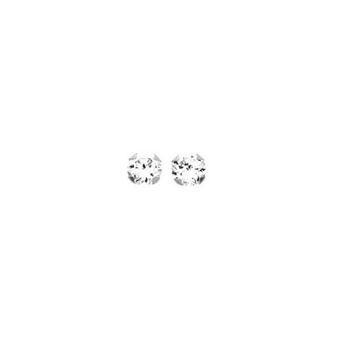 Boucles d'oreilles Or blanc et oxyde de zirconium diamètre 3 mm