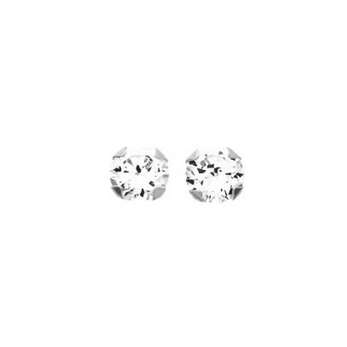 Boucles d'oreilles Or blanc et oxyde de zirconium diamètre 5 mm