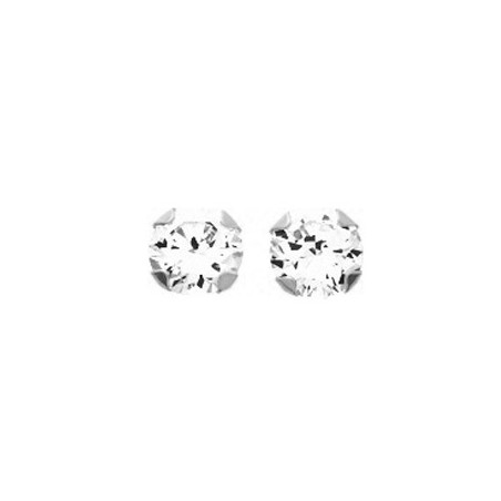 Boucles d'oreilles Or blanc et oxyde de zirconium diamètre 5 mm