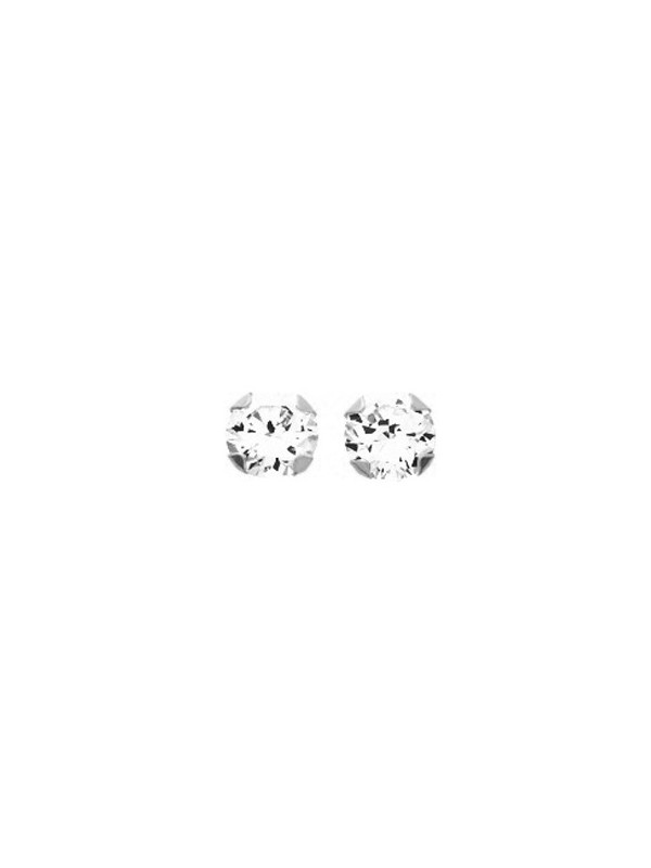Boucles d'oreilles Or blanc et oxyde de zirconium diamètre 5 mm