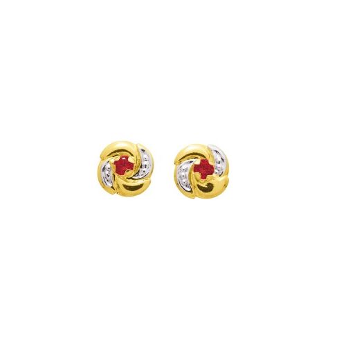 Boucles d'oreilles Or, rubis et oxydes de zirconium