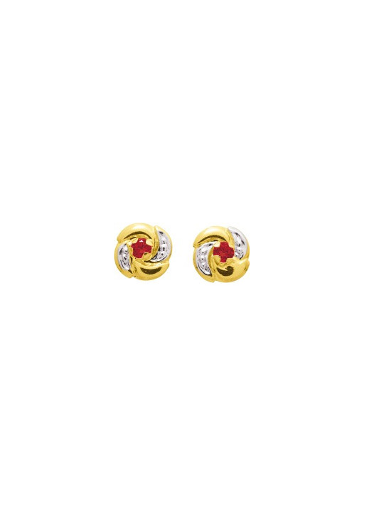 Boucles d'oreilles Or, rubis et oxydes de zirconium