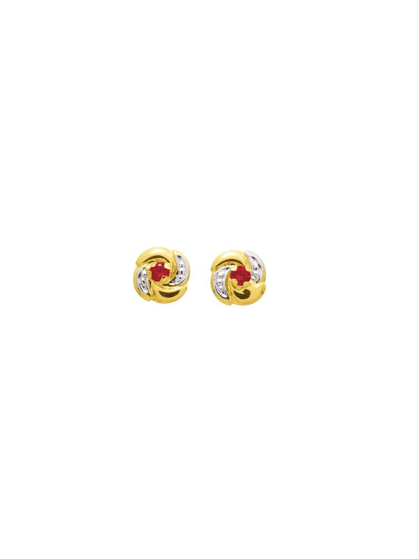Boucles d'oreilles Or, rubis et oxydes de zirconium
