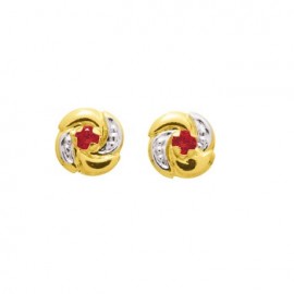 Boucles d'oreilles Or, rubis et oxydes de zirconium