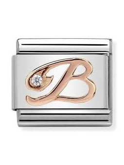 Maillon Nomination classic Lettre B en Or rose et pierre