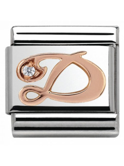 Maillon Nomination classic Lettre D en Or rose et pierre