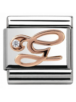 Maillon Nomination classic Lettre G en Or rose et pierre