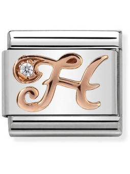 Maillon Nomination classic Lettre H en Or rose et pierre