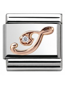 Maillon Nomination classic Lettre I en Or rose et pierre