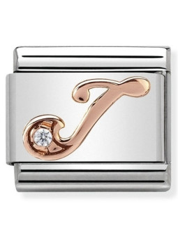 Maillon Nomination classic Lettre J en Or rose et pierre