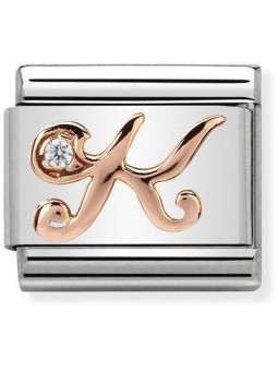 Maillon Nomination classic Lettre K en Or rose et pierre