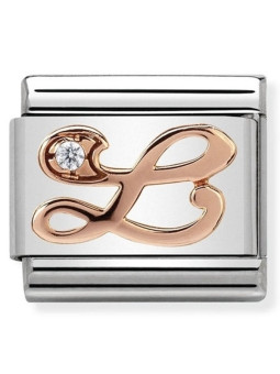 Maillon Nomination classic Lettre L en Or rose et pierre