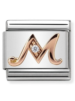 Maillon Nomination classic Lettre M en Or rose et pierre