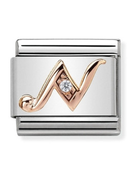 Maillon Nomination classic Lettre N en Or rose et pierre