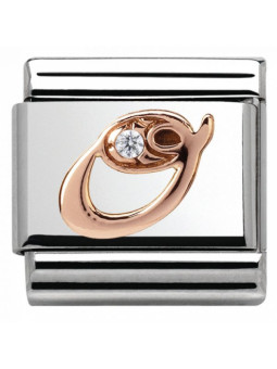 Maillon Nomination classic Lettre O en Or rose et pierre