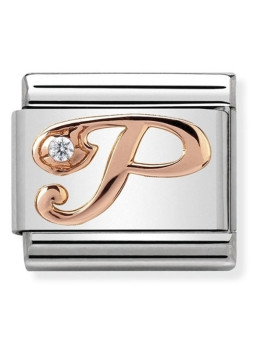 Maillon Nomination classic Lettre P en Or rose et pierre