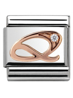 Maillon Nomination classic Lettre Q en Or rose et pierre