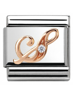 Maillon Nomination classic Lettre S en Or rose et pierre