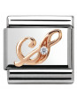 Maillon Nomination classic Lettre S en Or rose et pierre