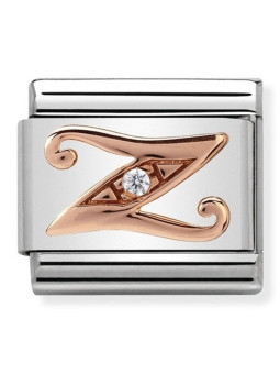 Maillon Nomination classic Lettre Z en Or rose et pierre