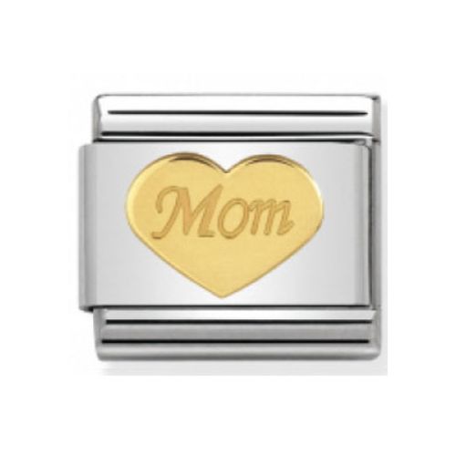 Maillon Nomination classic coeur Mom en or