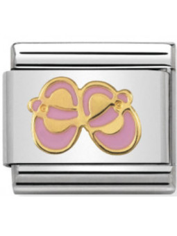 Maillon Nomination classic chaussons roses en Or