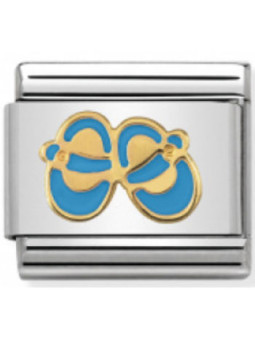 Maillon Nomination classic chaussons bleus en Or