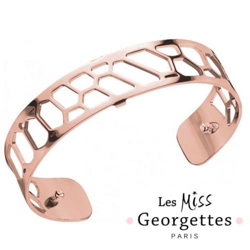 Bracelet manchette miss Les Georgettes motif nid d'abeille finition Or rose 