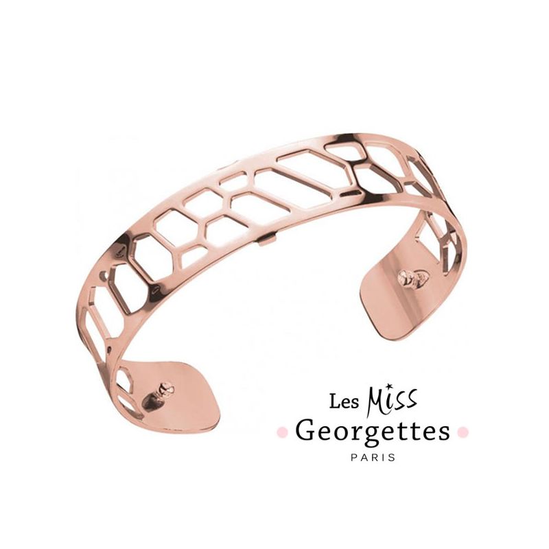 Bracelet manchette miss Les Georgettes motif nid d'abeille finition Or rose 