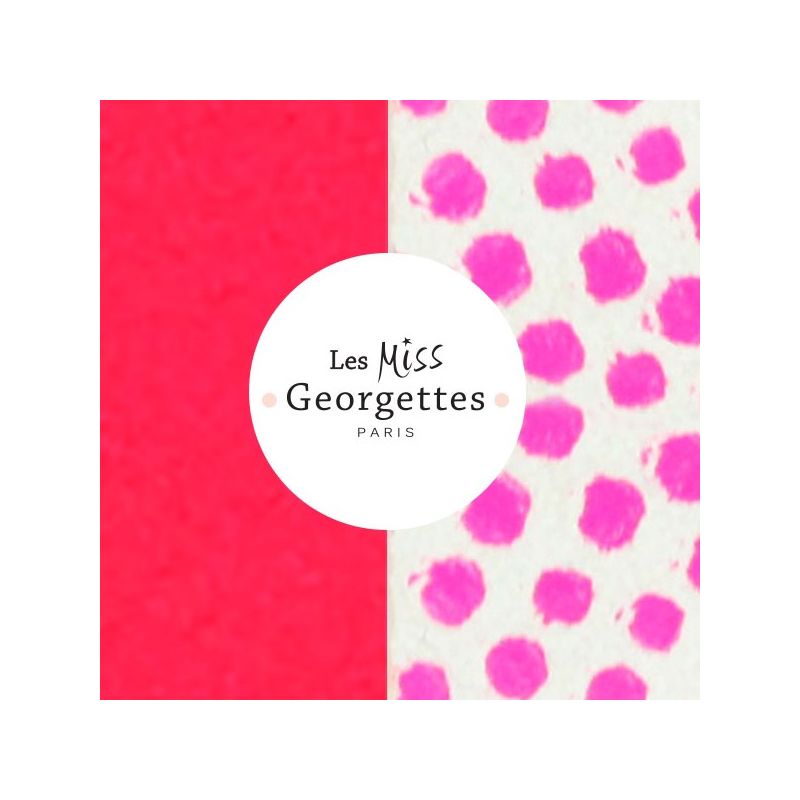 Cuir reversible miss les Georgettes rose fluo/pois rose