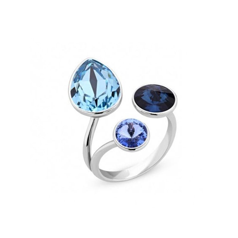 Bague Argent et cristaux bleus